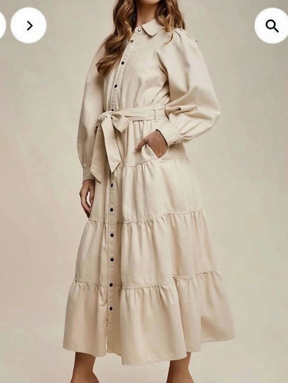 Listicle Tiered Maxi Denim Dress in Cream